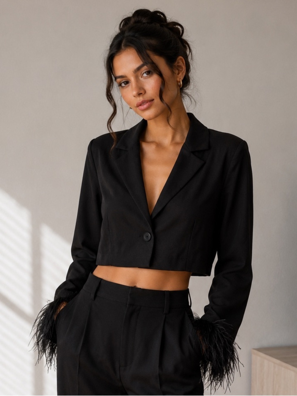 NWT REVOLVE MORE TO COME Julia Blazer Top in Black Size S